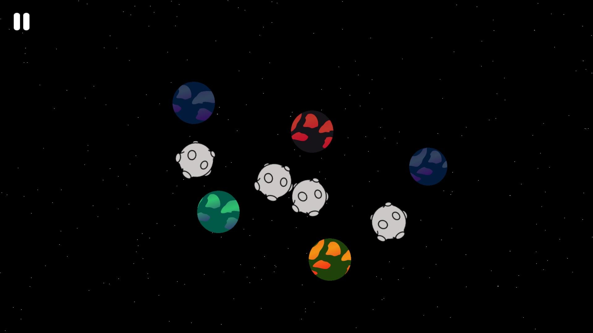 Galaxy Swipe space pattern made up of colorful planets and white asteroids